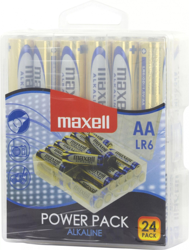 Maxell batterier, AA (LR6), alkaliske, 1,5 V, 24-pk