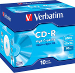 Verbatim CD-R, 40x, 800 MB/90 min, 10-pakning, jewel case (43428)