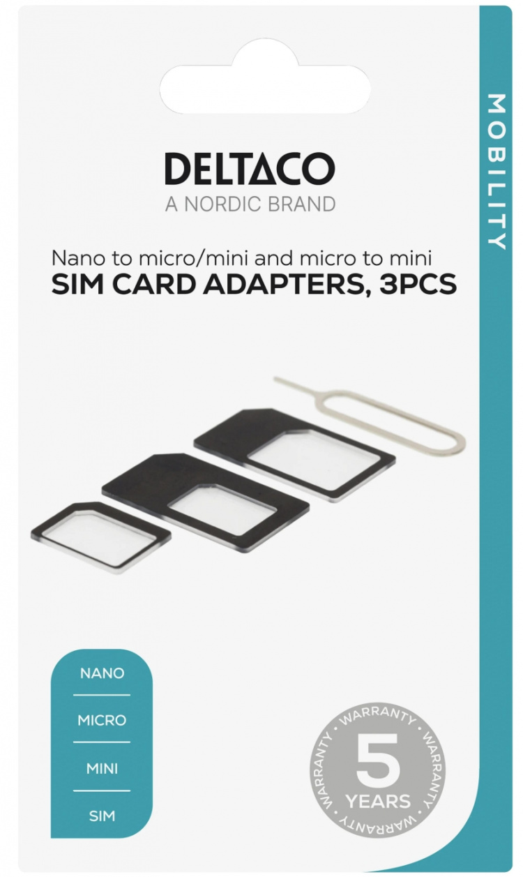 DELTACO SIM-kortsadapter, 3-pack DELTACO SIM-kortsadapter, 3-pack