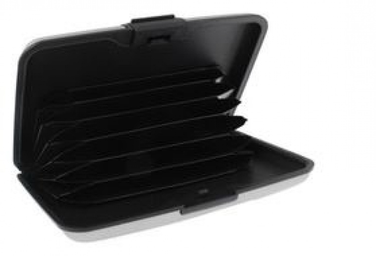 Lommebok med 6 kortspor, RFID-beskyttelse, sølv