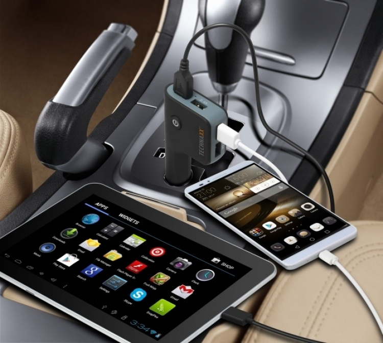 Technaxx bilholder for smarttelefoner + billader med 4x USB-port (TE08) Technaxx bilholder for smarttelefoner + billader med 4x USB-port (TE08)