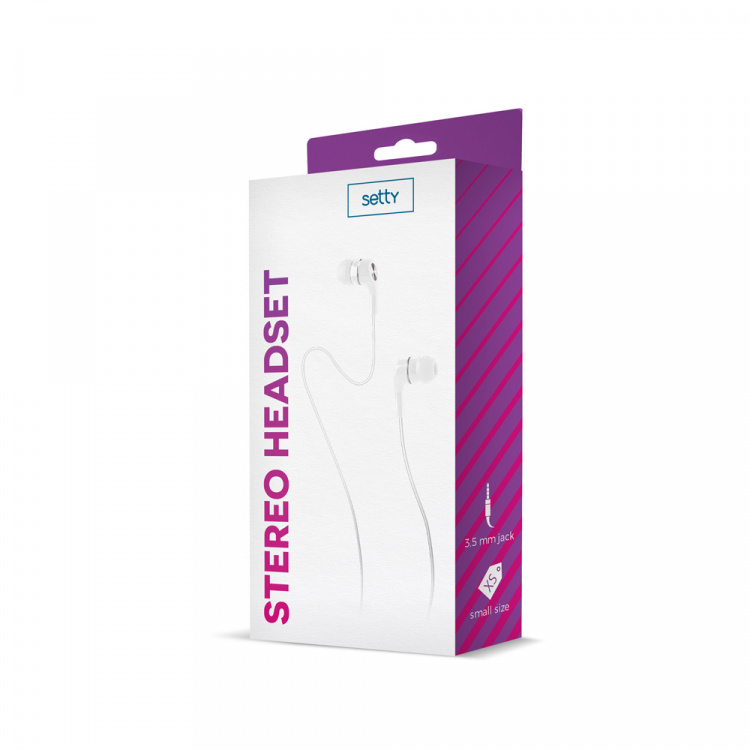 Setty in-ear-hodetelefoner (3,5 mm), hvit