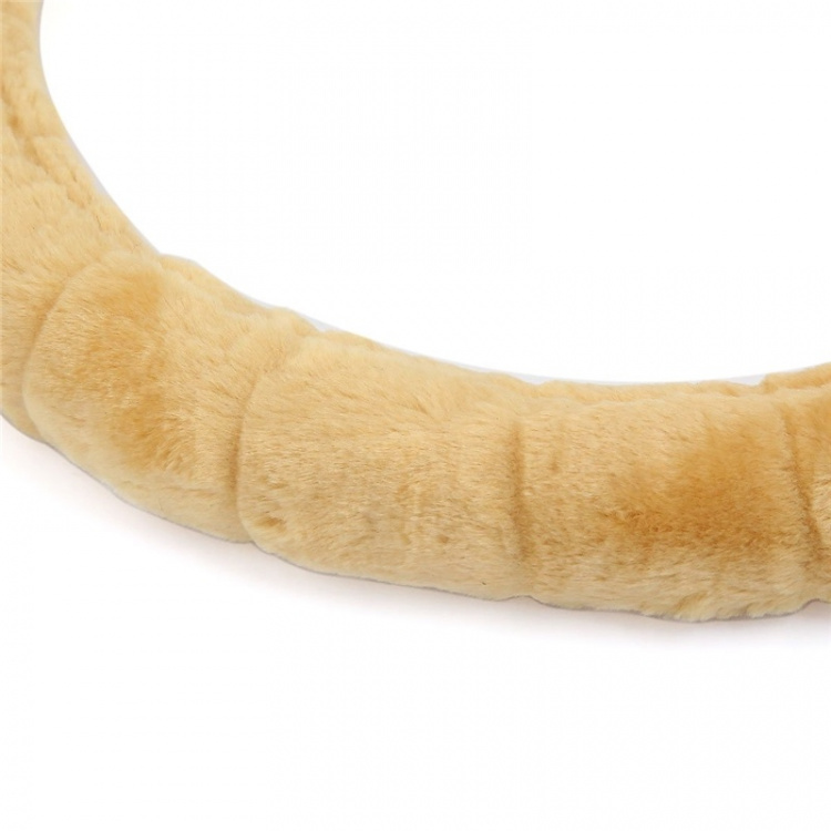 Rattmuff - Mykt, varmt rattdeksel i fuskepels, passer de fleste biler, Beige