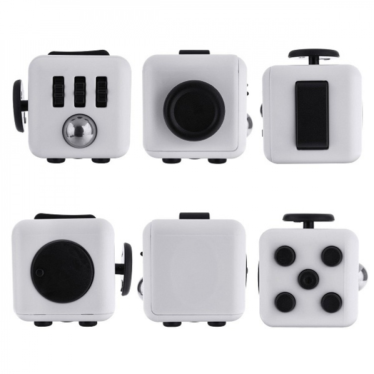 Fidget Cube, Hvit/Svart Fidget Cube, Hvit/Svart
