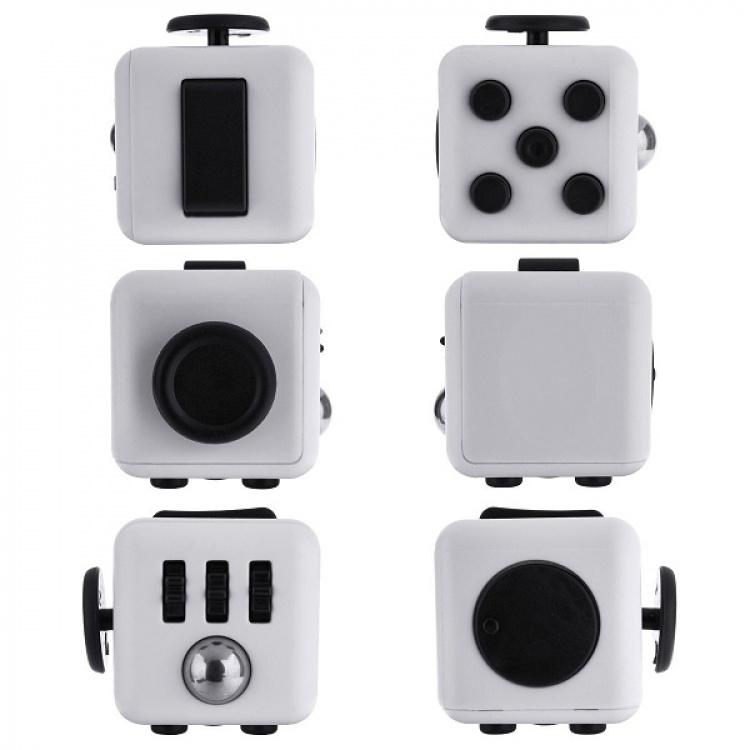 Fidget Cube, Hvit/Svart Fidget Cube, Hvit/Svart