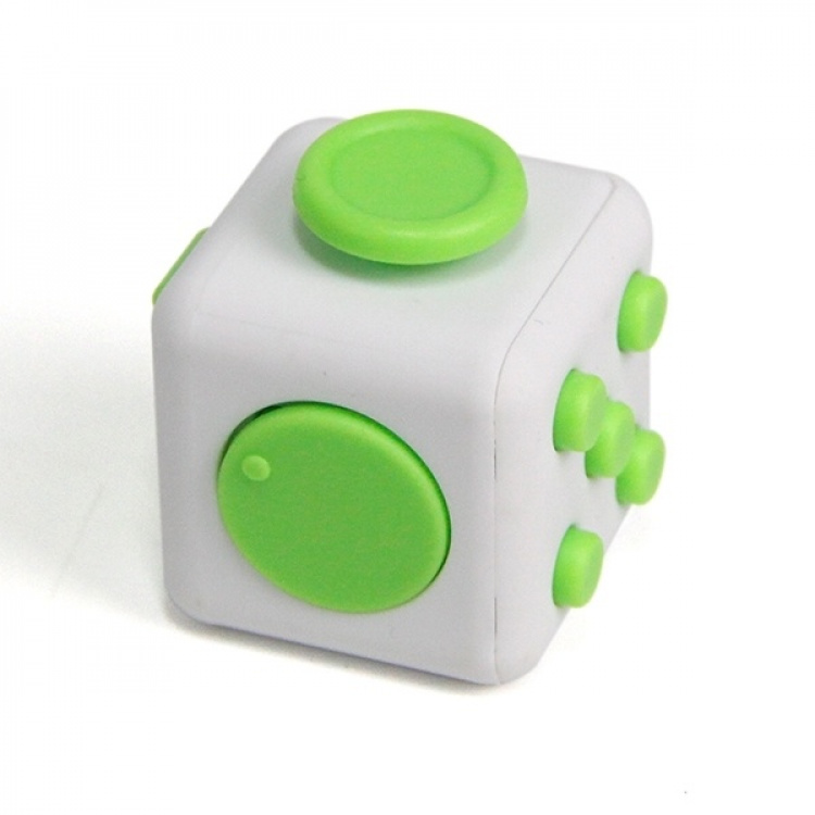 Fidget Cube, for økt konsentrasjon, Hvit/Grønn