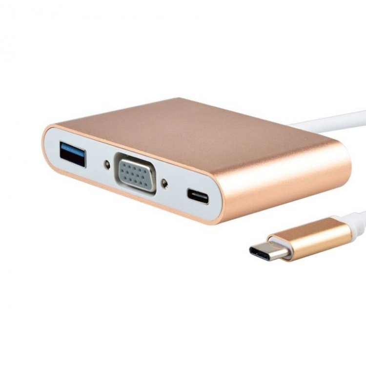 USB-C - VGA, multiportadapter, gull