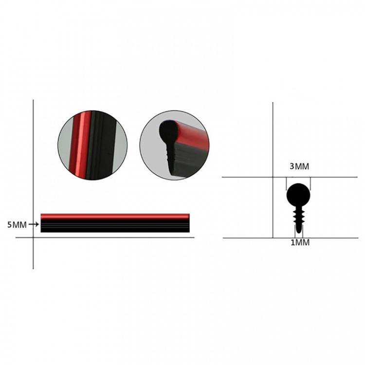 Fleksibel Universal dekorasjonslist 5m, Rød