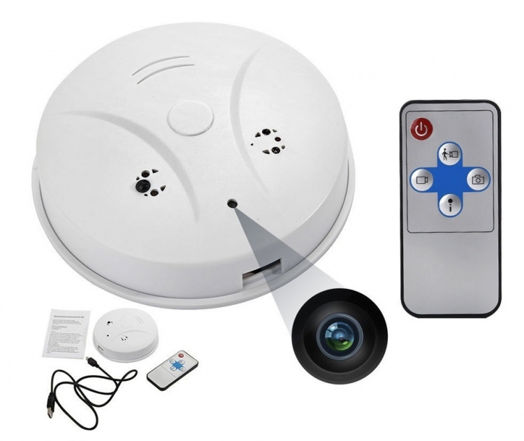 HD-spionkamera, røykvarsler, bevegelsessensor