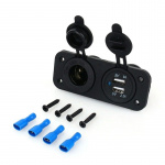 Ekstra stikkontakt for bil, båt, bobil, 12V og 2xUSB 1A, 2,1A