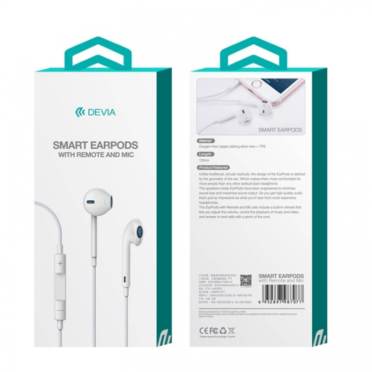 Smart in-ear-hodetelefon, 3,5 mm