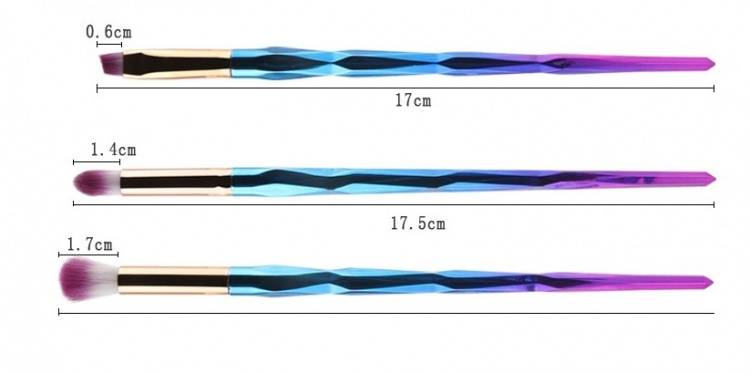 Profesjonelle, skånsomme sminkebørster 7-pakning, Diamond