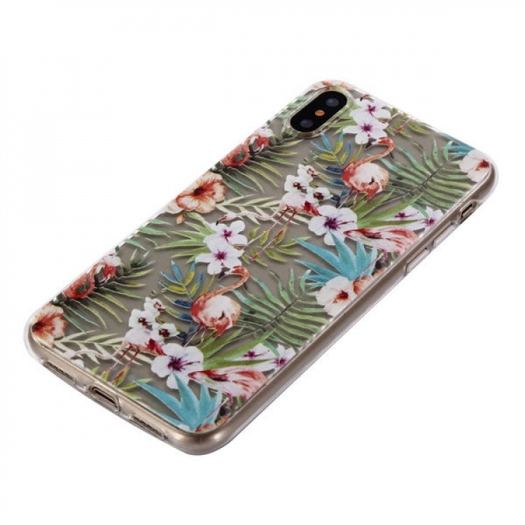 Mykt TPU-deksel for iPhone X/XS, Flamingo, Plants Mykt TPU-deksel for iPhone X/XS, Flamingo, Plants