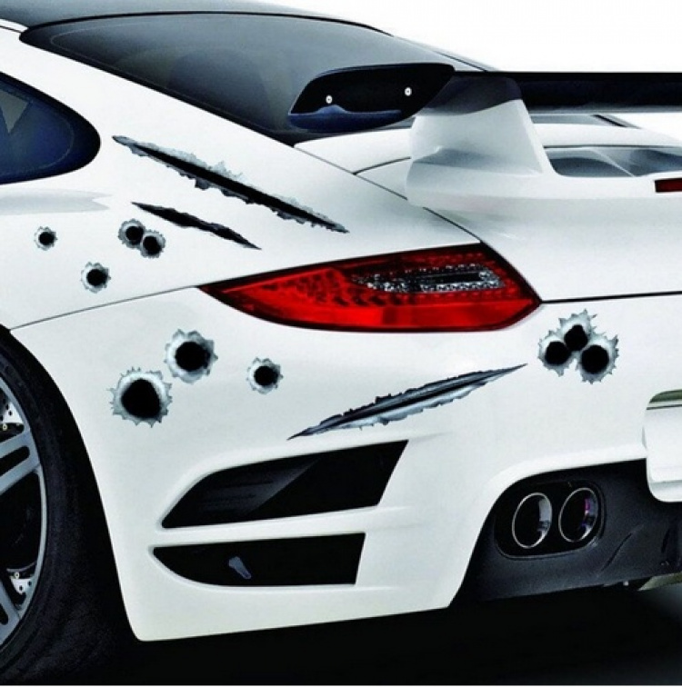 Tøffe klistremerker til Bil/MC - Skuddhull og klørmerker