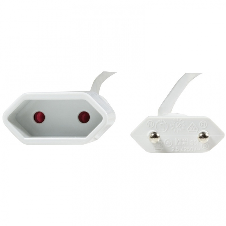 LogiLink Skjøteledning ujordet Euro hvit 3m