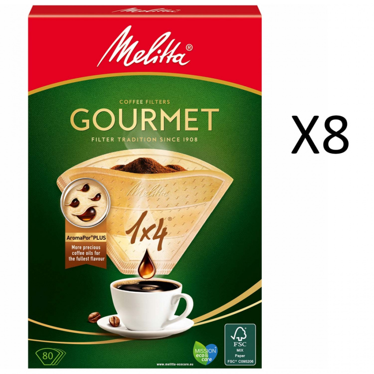 Melitta Kaffefilter Gourmet 1X4 Ubleket 80stk X8dfp Melitta Kaffefilter Gourmet 1X4 Ubleket 80stk X8dfp
