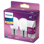 Philips 2-pakning LED E27 P45 Sphere 25W Frost 250lm