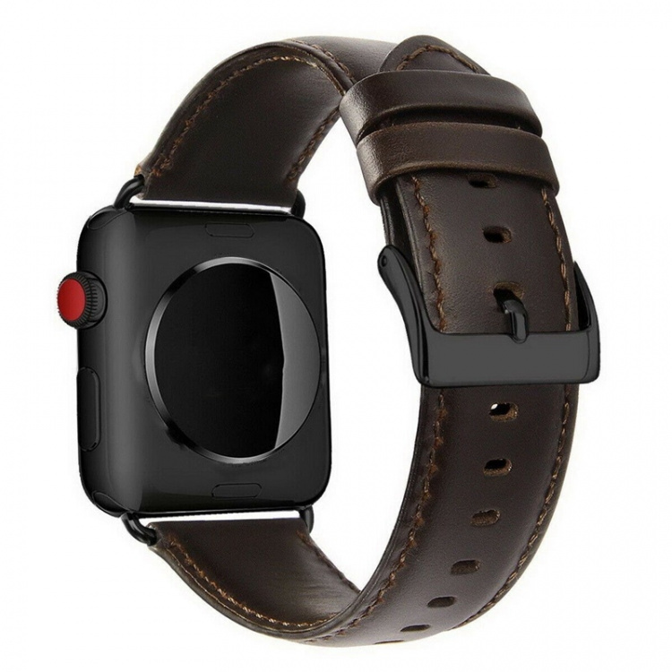 Klokkearmbånd i imitert skinn til Apple Watch, 42/44/45mm, Brun Klokkearmbånd i imitert skinn til Apple Watch, 42/44/45mm, Brun