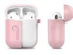 Silikonsett for Airpods, silikonetui, stropp, ørepropper i silikon, karabinkrok, rosa Silikonsett for Airpods, silikonetui, stropp, ørepropper i silikon, karabinkrok, rosa