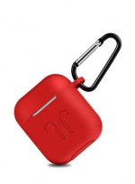 Silikonsett for Airpods, silikonetui, stropp, ørepropper i silikon, karabinkrok, rød Silikonsett for Airpods, silikonetui, stropp, ørepropper i silikon, karabinkrok, rød