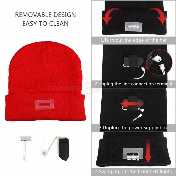LED Beanie med fem innebygde lys - Kamuflasje
