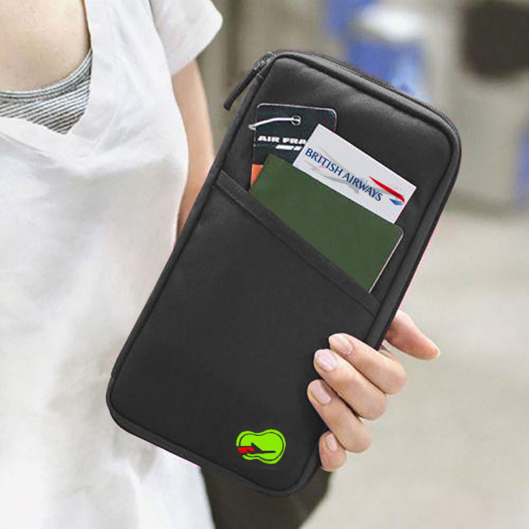 Reisekort for pass og reisedokumenter, svart