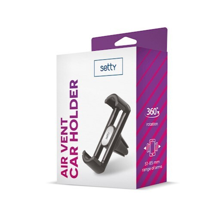 Setty bilholder for ventilasjonsgitter, for smarttelefoner 5,1 - 8,5 cm Setty bilholder for ventilasjonsgitter, for smarttelefoner 5,1 - 8,5 cm