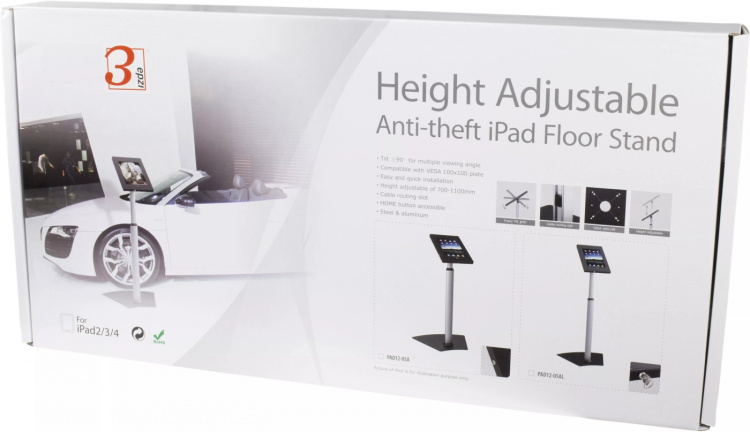 EPZI golvstativ för iPad 2/3/4/Air, låshål, ställbar höjd, låsbar, s EPZI golvstativ för iPad 2/3/4/Air, låshål, ställbar höjd, låsbar, s