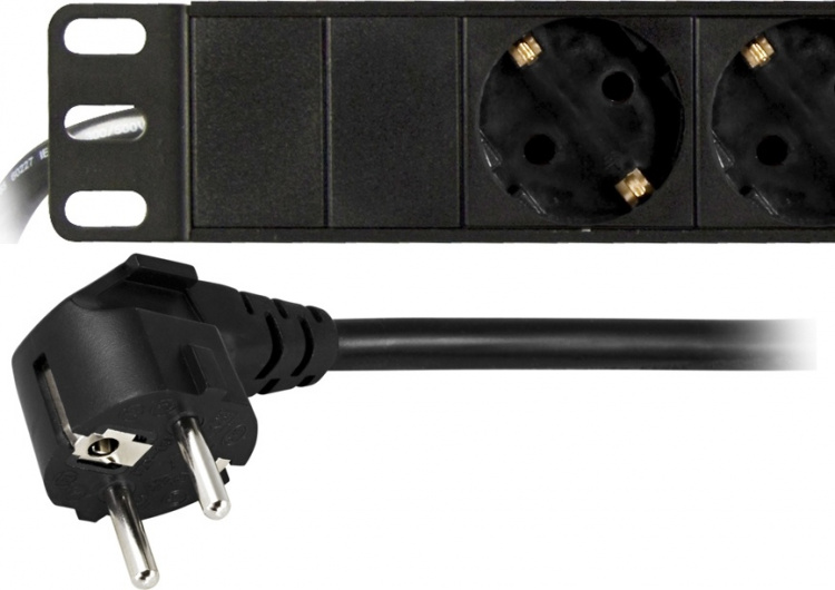 DELTACO Strømskinne, 8xCEE 7/4, 1xCEE 7/7, 2 m kabel, svart (GT-8529)