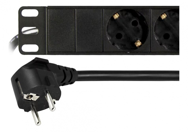 DELTACO Strømskinne, 8xCEE 7/4, 1xCEE 7/7, 2 m kabel, svart (GT-8529)