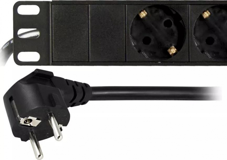 DELTACO Strømskinne, 8xCEE 7/4, 1xCEE 7/7, 2 m kabel, svart (GT-8529)