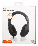 DELTACO hodetelefoner med volumkontroll, 2,5 m kabel, svart (HL-51)