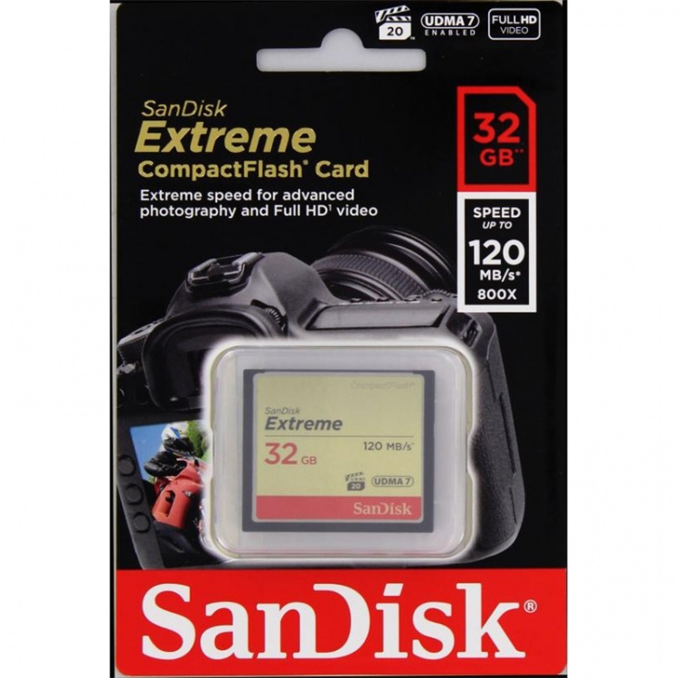 SANDISK Minnekort CF Extreme 32GB 120MB/s UDMA7 SANDISK Minnekort CF Extreme 32GB 120MB/s UDMA7