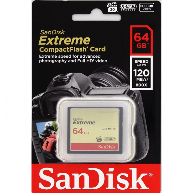 SANDISK Minnekort CF Extreme 64GB 120MB/s UDMA7 SANDISK Minnekort CF Extreme 64GB 120MB/s UDMA7
