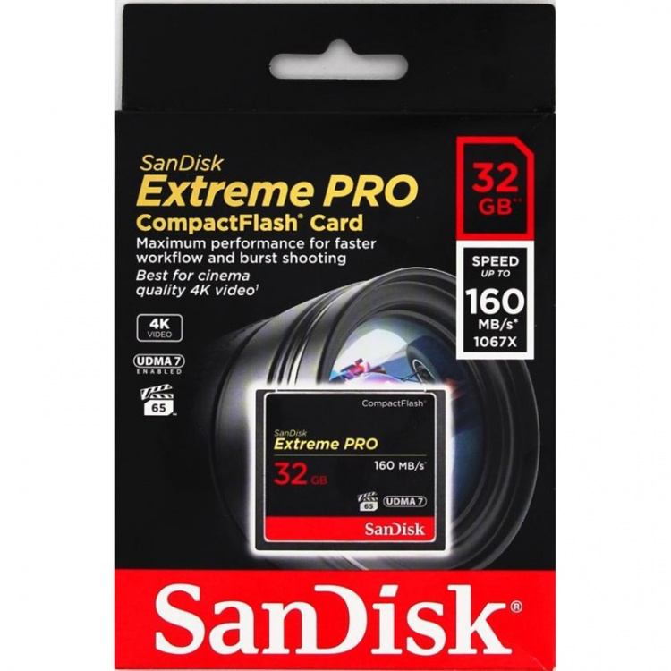SANDISK Minnekort CF Extreme Pro 32GB 160MB/s UDMA7 SANDISK Minnekort CF Extreme Pro 32GB 160MB/s UDMA7