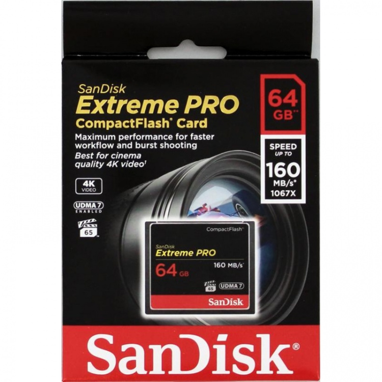 SANDISK Minnekort CF Extreme Pro 64GB 160MB/s UDMA7 SANDISK Minnekort CF Extreme Pro 64GB 160MB/s UDMA7