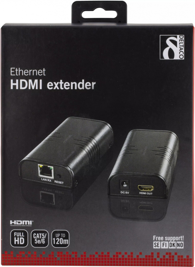 DELTACODELTACO Ethernet HDMI-forlenger, 120 meter i 1080P med Cat6, svart ( )