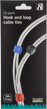 DELTACO kabelsorteringspakke, pappbÕnd i ulike farger, 10 pack