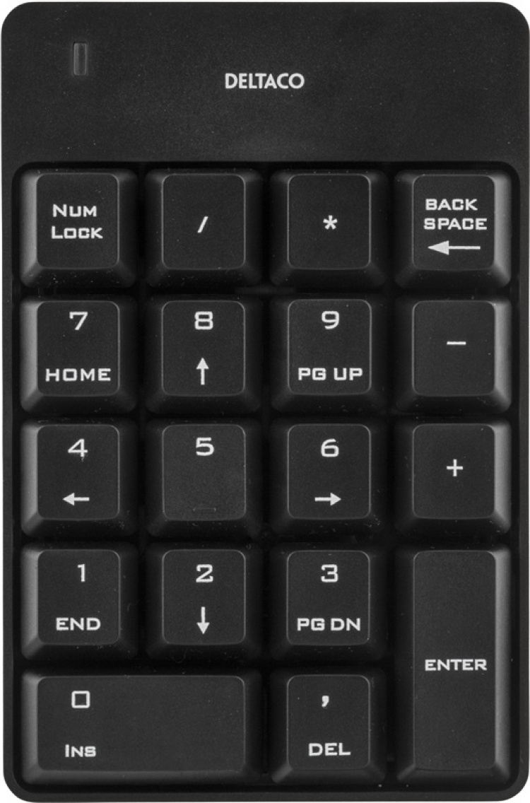 DELTACO trådløst numerisk tastatur, USB, 10 m rekkevidde, svart (TB-144)