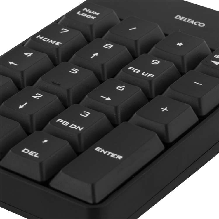 DELTACO trådløst numerisk tastatur, USB, 10 m rekkevidde, svart (TB-144)