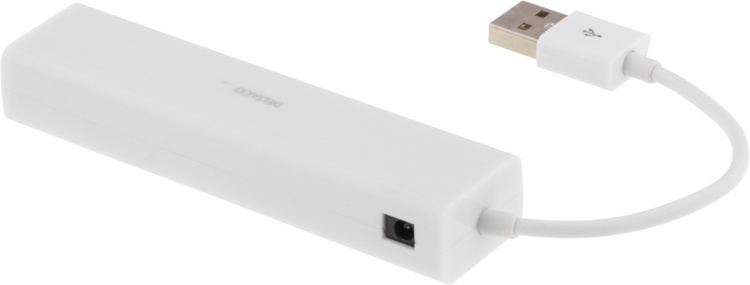 DELTACO USB 2.0-nettverksadapter med USB-hub, 100 Mbps, 3xUSB, hvit (USB2-LAN3)