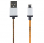 STREETZ USB-kabel, Tygklädd, Typ A ha - Typ Micro B, 1m, orange STREETZ USB-kabel, Tygklädd, Typ A ha - Typ Micro B, 1m, orange