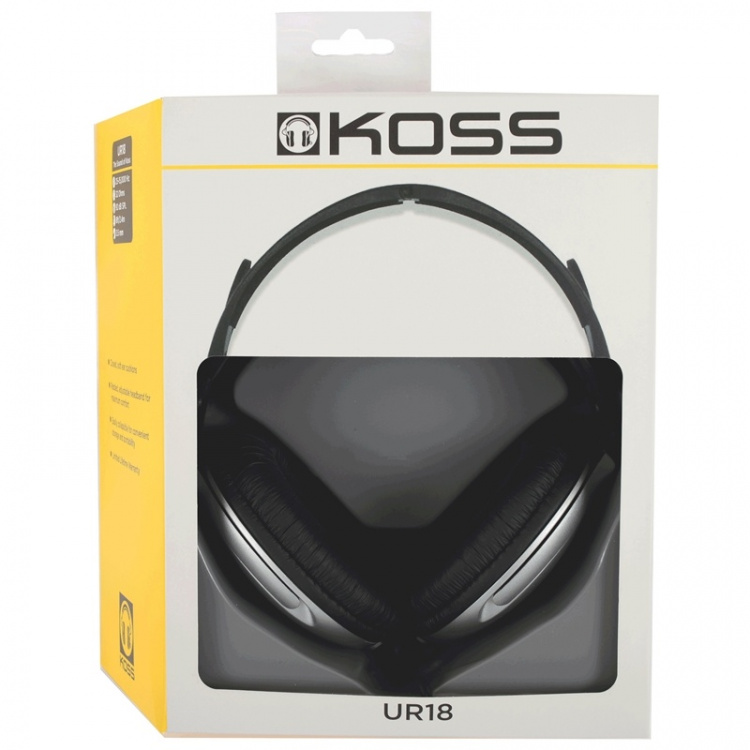 Koss Hodetelefon UR18 Over-Ear Svart/Sølv Koss Hodetelefon UR18 Over-Ear Svart/Sølv