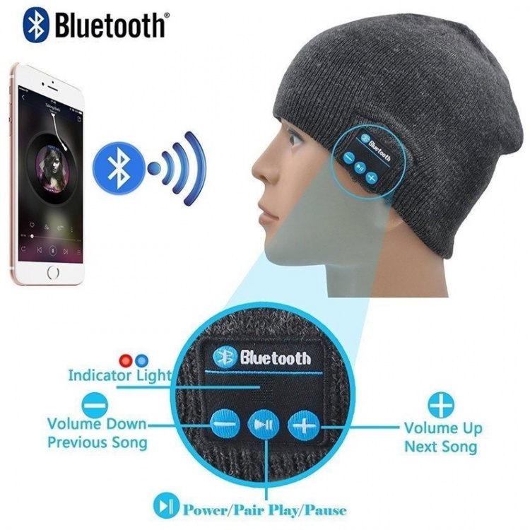 Strikket lue med innebygde Bluetooth-hodetelefoner, Cerise Strikket lue med innebygde Bluetooth-hodetelefoner, Cerise