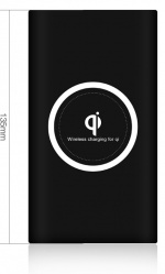 Powerbank 10000 mAh med trådløs lading via Qi - Svart