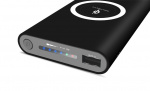 Powerbank 10000 mAh med trådløs lading via Qi - Svart