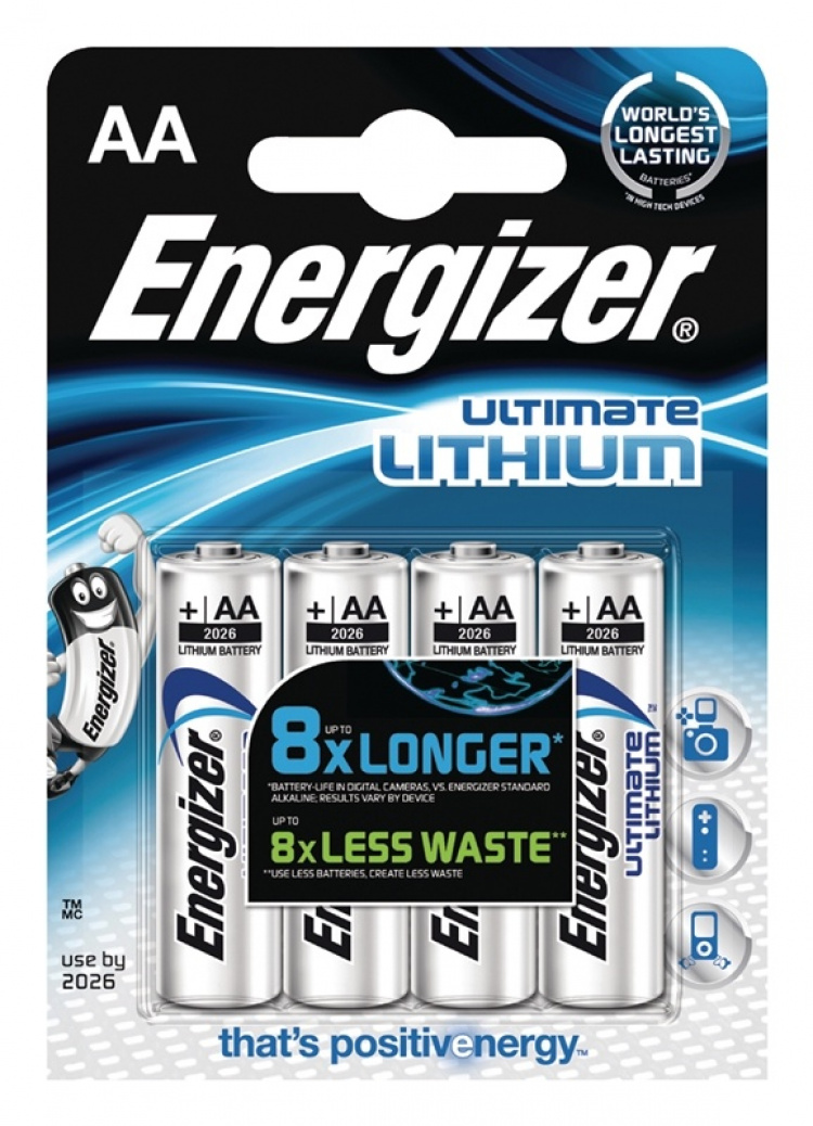 Energizer Litiumbatteri AA | 1.5 V DC | 3000 mAh | 4-Blister | Sølv Energizer Litiumbatteri AA | 1.5 V DC | 3000 mAh | 4-Blister | Sølv