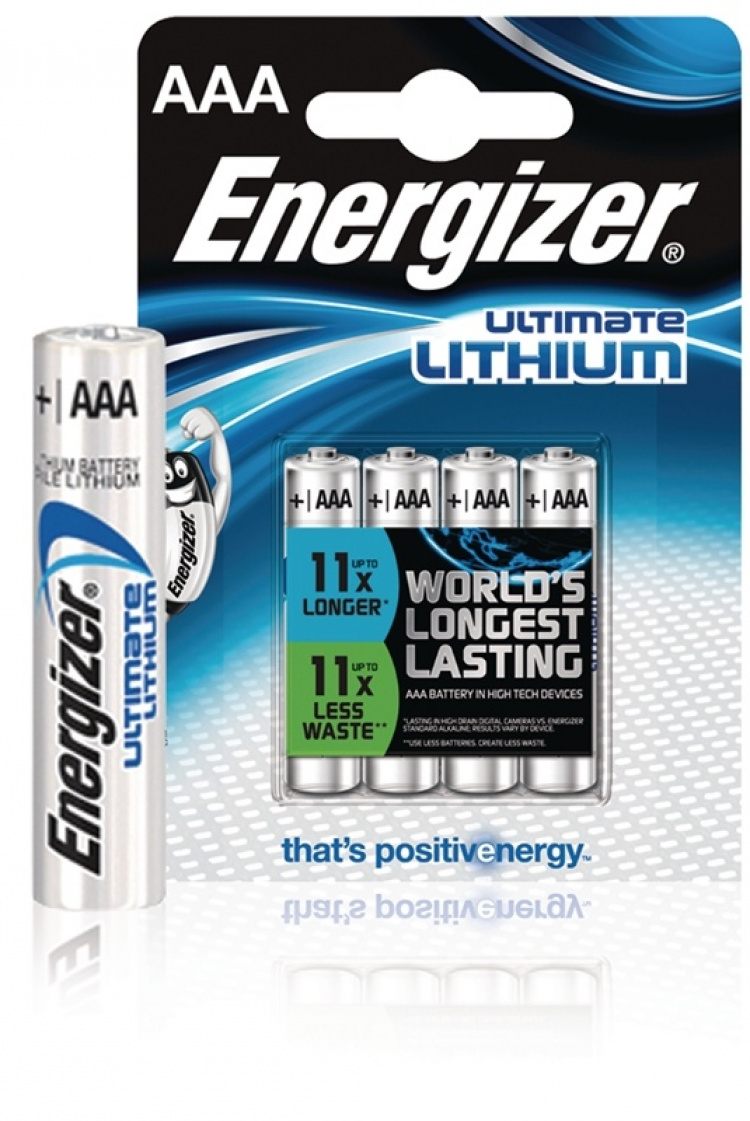 Energizer Litiumbatteri AAA | 1.5 V DC | 1250 mAh | 4-Blister | Sølv