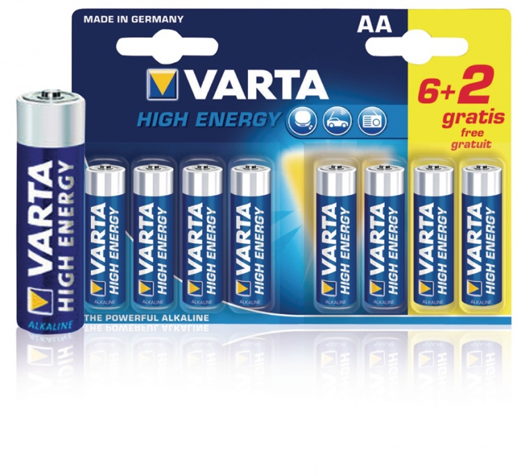 Varta Alkaline Batteri AA 1.5 V High Energy 8-Promotional Blemme