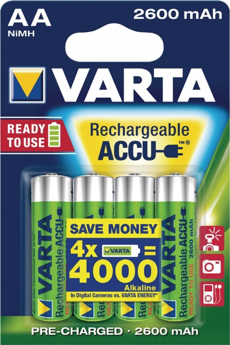 Varta Oppladbare Ni-MH batteri AA | 1.2 V DC | 2500 mAh | 4-Blisterkort Varta Oppladbare Ni-MH batteri AA | 1.2 V DC | 2500 mAh | 4-Blisterkort